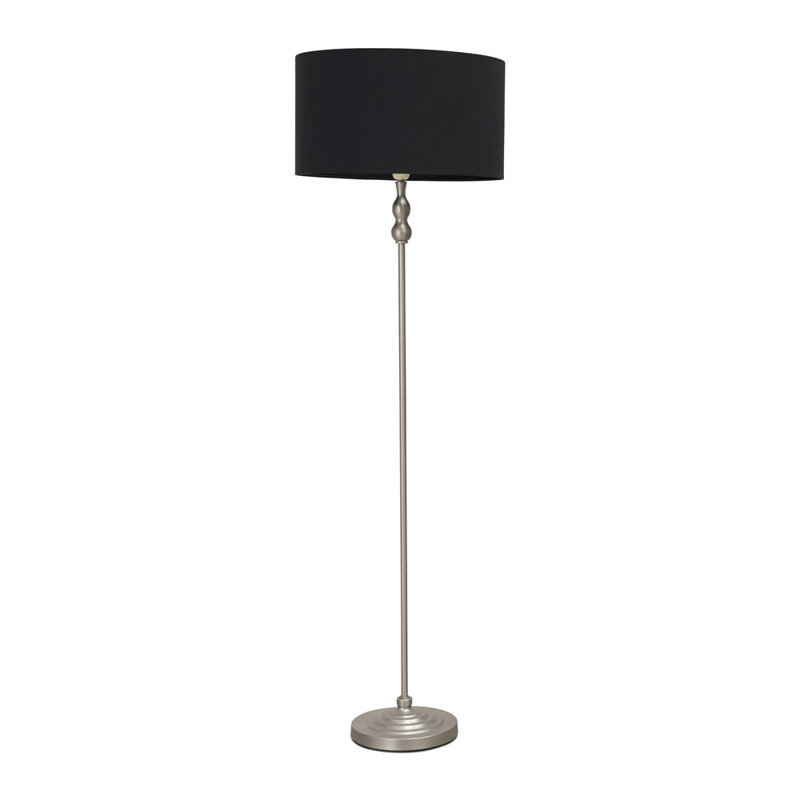 Saylorsburg 151cm Traditional Floor Lamp, Brush Chrome, Black , Yes