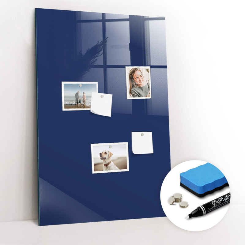 Magnetic Glass Dry Erase Board, Navy