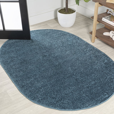 Asalah Solid Low-Pile Turquoise Rug