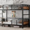Lit superposé simple au-dessus de simple TG en métal avec conversion Loft - séparable en lit mezzanine et lit simple, garde-corps surélevé