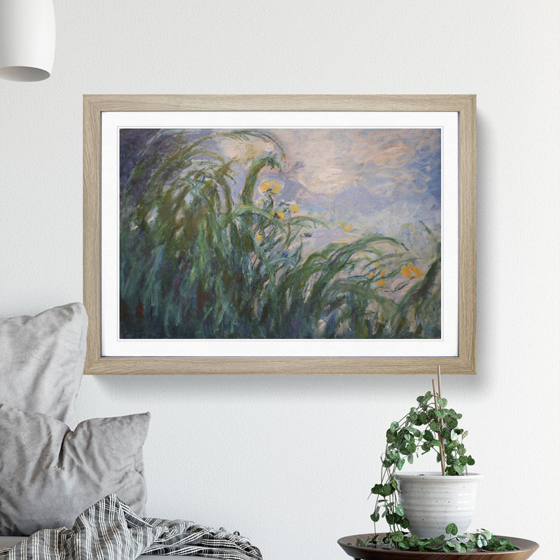 The Yellow Irises by Claude Monet - Picture Frame Painting, Oak, 36cm H x 48cm W x 2cm D