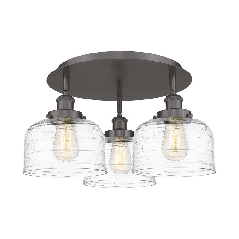 Bejtullah Glass Flush Mount, Clear Deco Swirl, Oil Rubbed Bronze