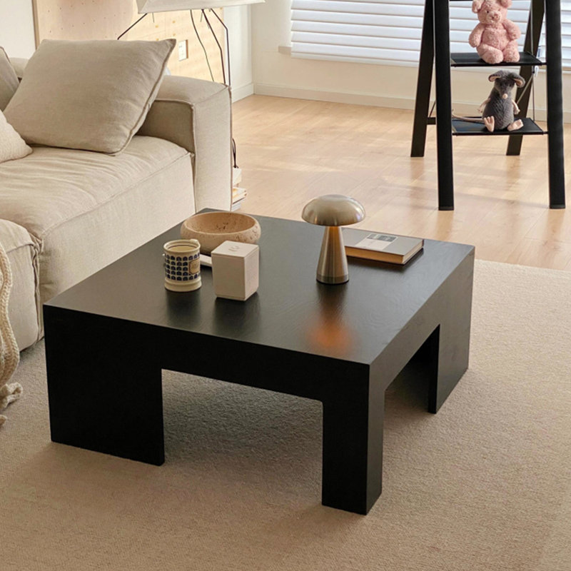 Modern style solid wood black coffee table., 13.7" H x 31.5" L x 31.5" W