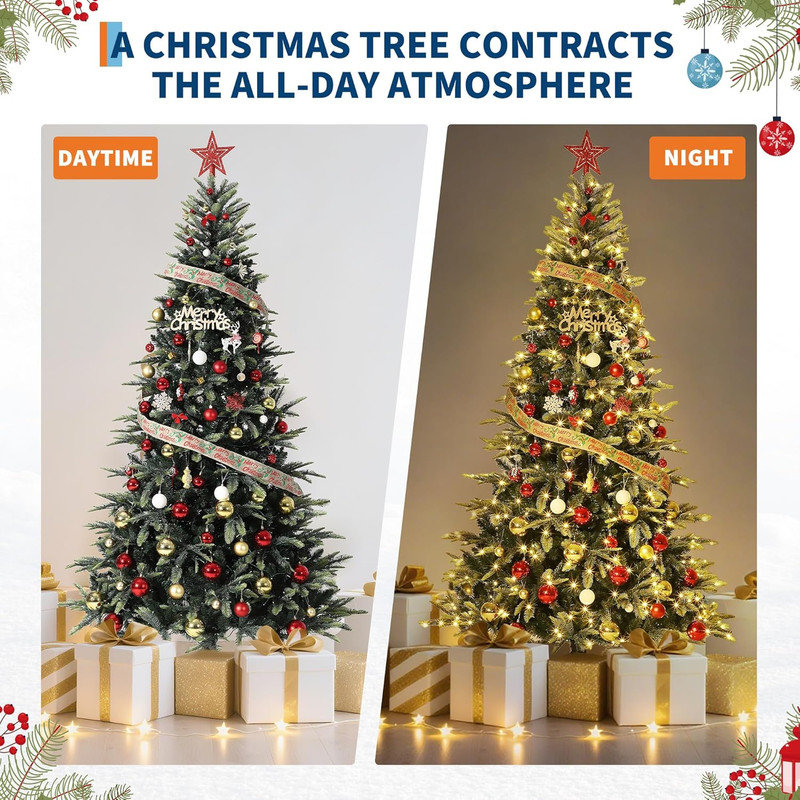 Lighted Artificial Christmas Tree, 2.3m H