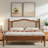 Bohemian Wooden Platform Bed With Natural Rattan Headboard And Arc Design-107820867-107820862
