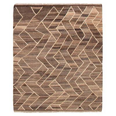 One-of-a-Kind Rectangle 5'4" X 6'5" New Age Wool Area Rug Dark Brown