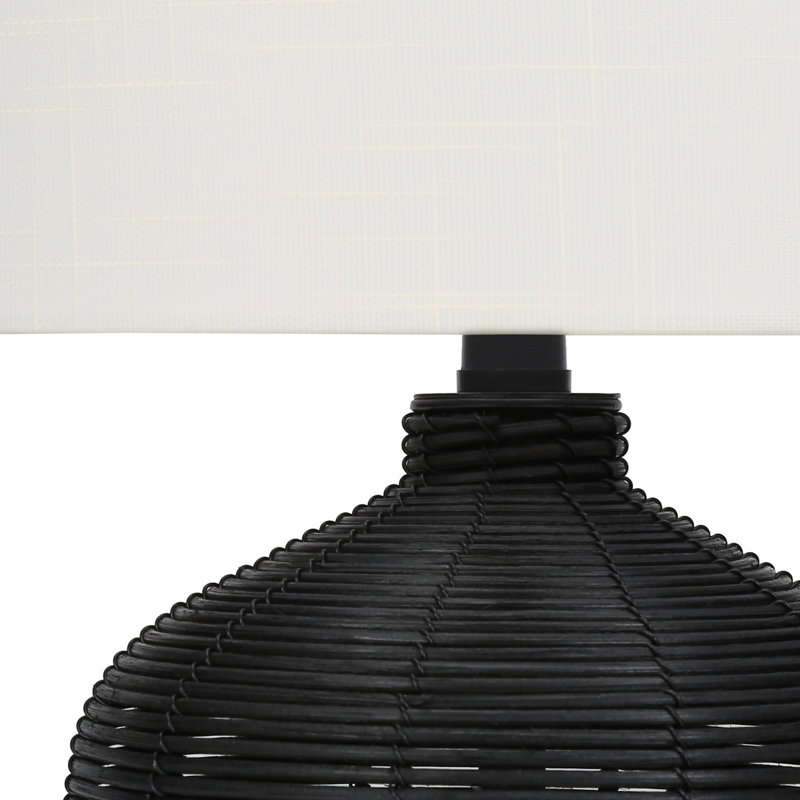 Lighting, 23"h, Table Lamp, Rattan, Beige Shade, Modern, Black