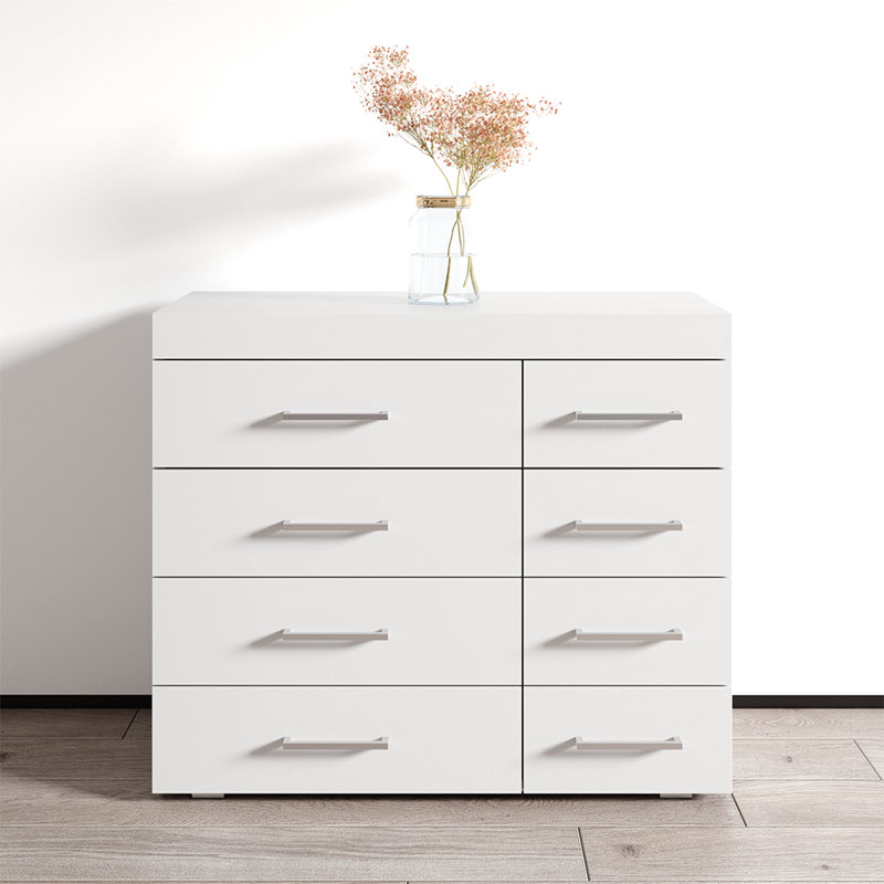 Commode 8 tiroirs l 35 po, Blanc