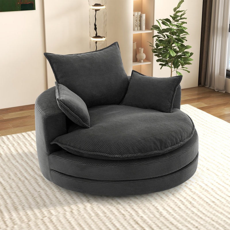 Fauteuil demi-tonneau rotatif 57,3 po, Noir