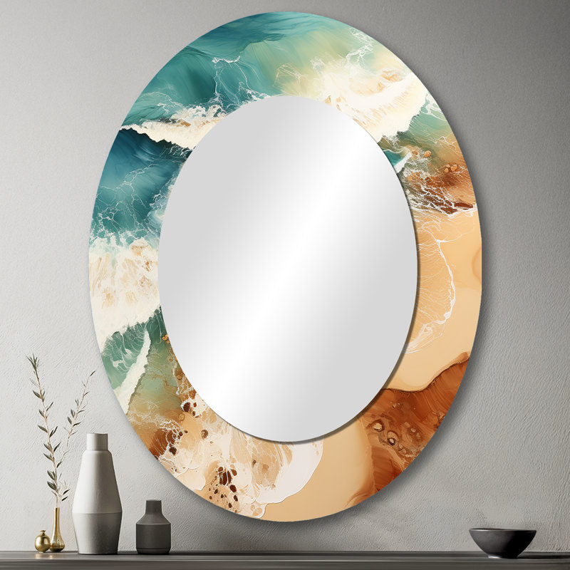 Vue aérienne de la plage - Miroir mural Coastal, 43 po x 33 po