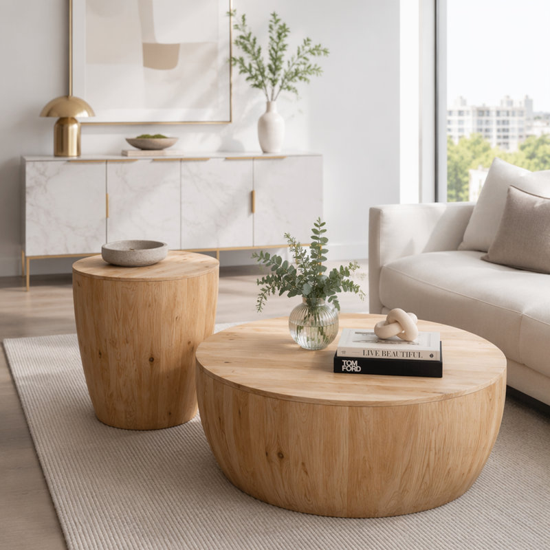 Ensemble de tables basses en forme de seau de style rétro pour le bureau, la salle à manger et le salon avec rangement et capacité de charge élevée