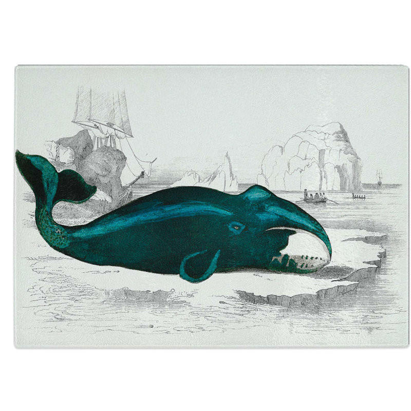 Tempered Glass Beached Whale Chopping Board, 39 cm W x 28.5 cm L