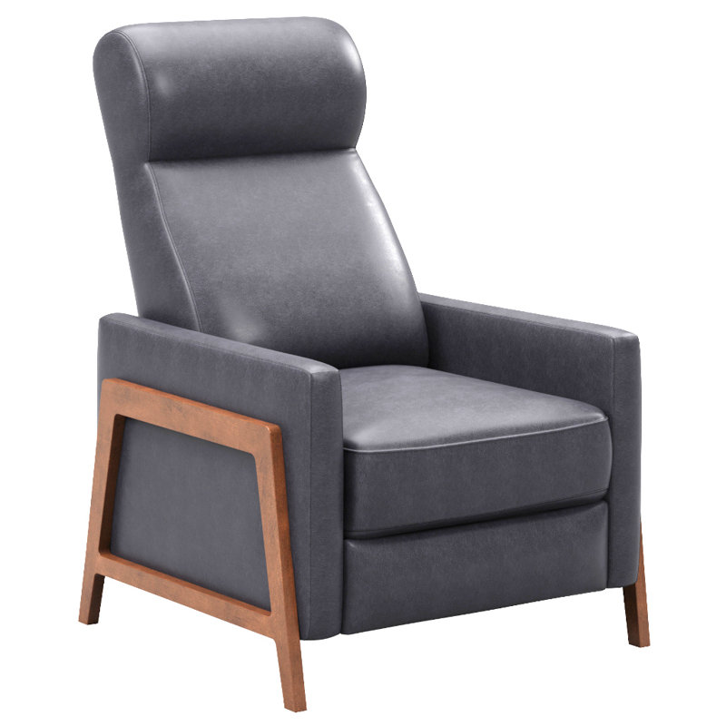 Lathan Recliner, Grey Leather Match