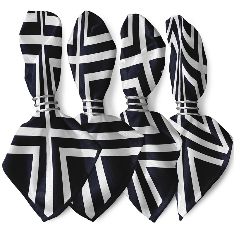 Laronica Polyester Geometric Square Napkin, Navy