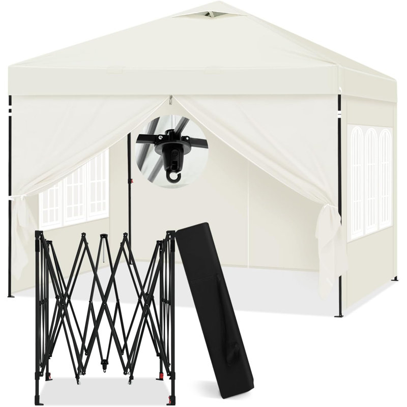 Gazebo 3 X 3 M, Folding Gazebo With Side Walls, Waterproof, Stable, Winterproof, Outdoor Garden Gazebo, Party Tent, Garden Tent, Height Adjustable, Uv Protection, Metal Frame
