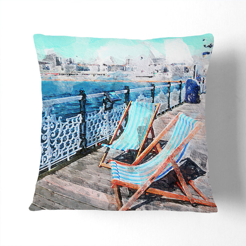 Upon Brighton Beach Pier Cushion with Filling, 55cm H x 55cm W x 20cm D, Black