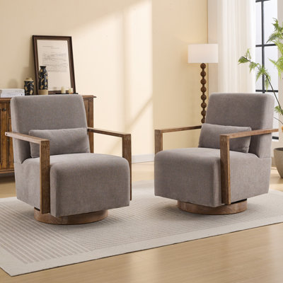 Alfe Upholstered Swivel Armchair (Set of 2)