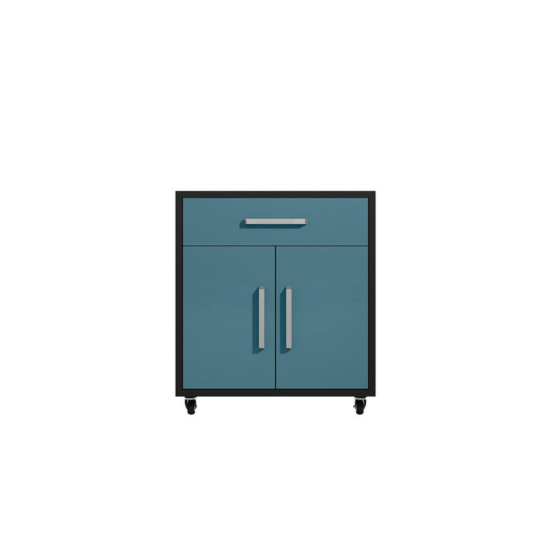 Aseem Single Storage Cabinet ( 34.41'' H x 28.35'' W x 17.72'' D), Blue Gloss