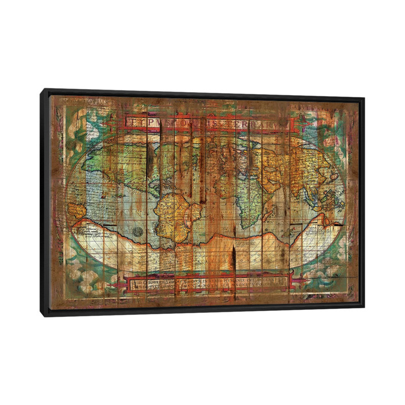 «Antique World» par Diego Tirigall, impression sur toile, H 18 po x l 26 po x P 1,5 po, Toile avec cadre noir, Pas de tapis