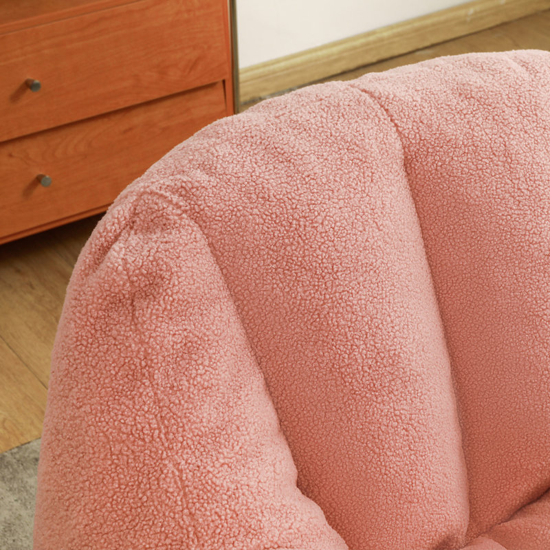 Fauteuil à billes avec rembourrage, Fausse fourrure rose