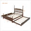 Grand lit plateforme avec lit gigogne simple TG et 2 tiroirs de rangement, lit en bois classique avec tête de lit à broche-80908261