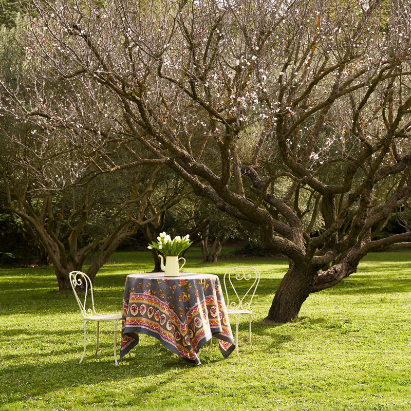 Pansy Tablecloth, 71" x 71", Gray