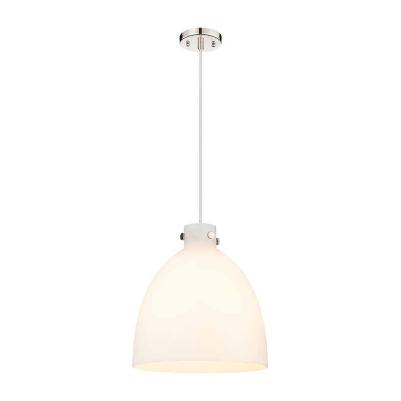 Luminaire suspendu à 1 lumière Badgett, Blanc, H 16 po x l 14 po x P 14 po, Nickel poli