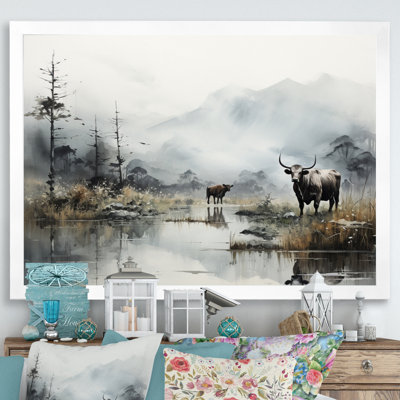 «Asian Art Cow Sumi» - reproduction d'art