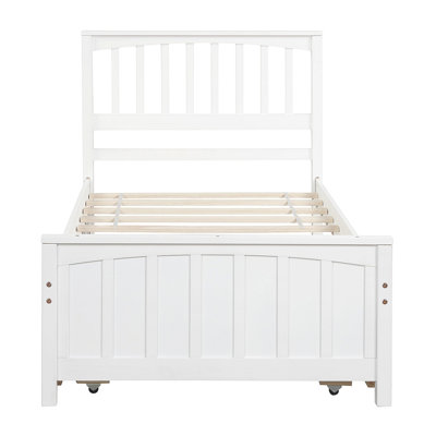 Indeigh Wooden Frame Platform Bed With Trundle