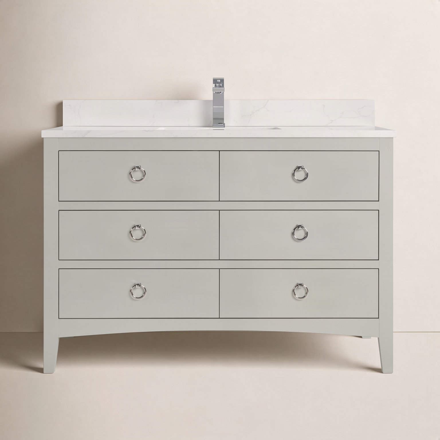 Teoni 48" Oak Single Bathroom Vanity, Silver Strand, Polished Chrome