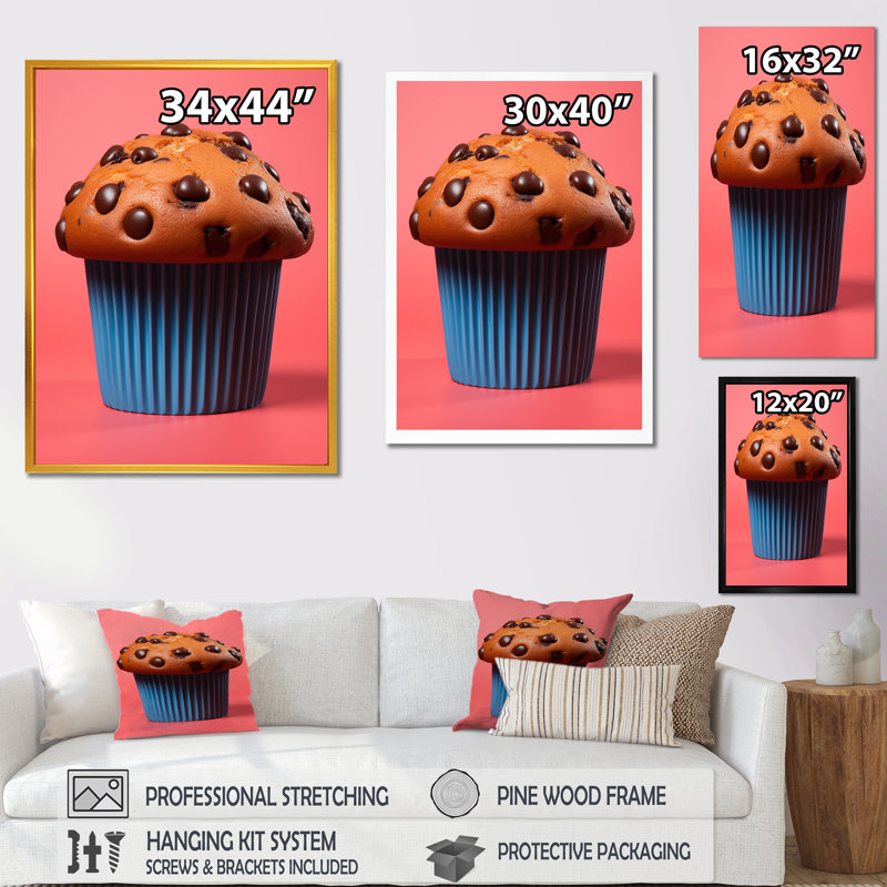 Muffins au chocolat - Art mural Pop Art, Cadre flottant noir, H 32 po x l 16 po x P 1 po