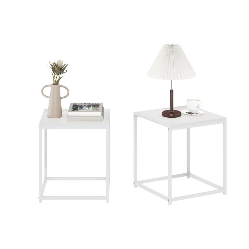 Wrought Studio™ Marializ Modern Living End Table, Solid White/White, Set of 2