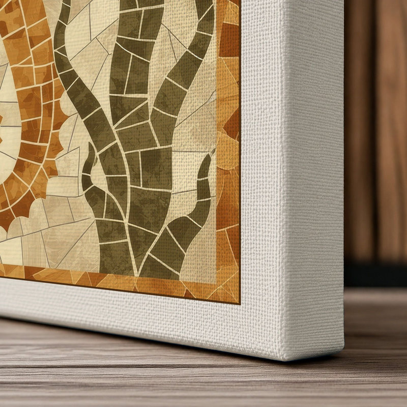 Seahorse Mosaic Coastal - Wrapped Canvas, 36x24 - 91.4 x 61.0 cm, Cream Border