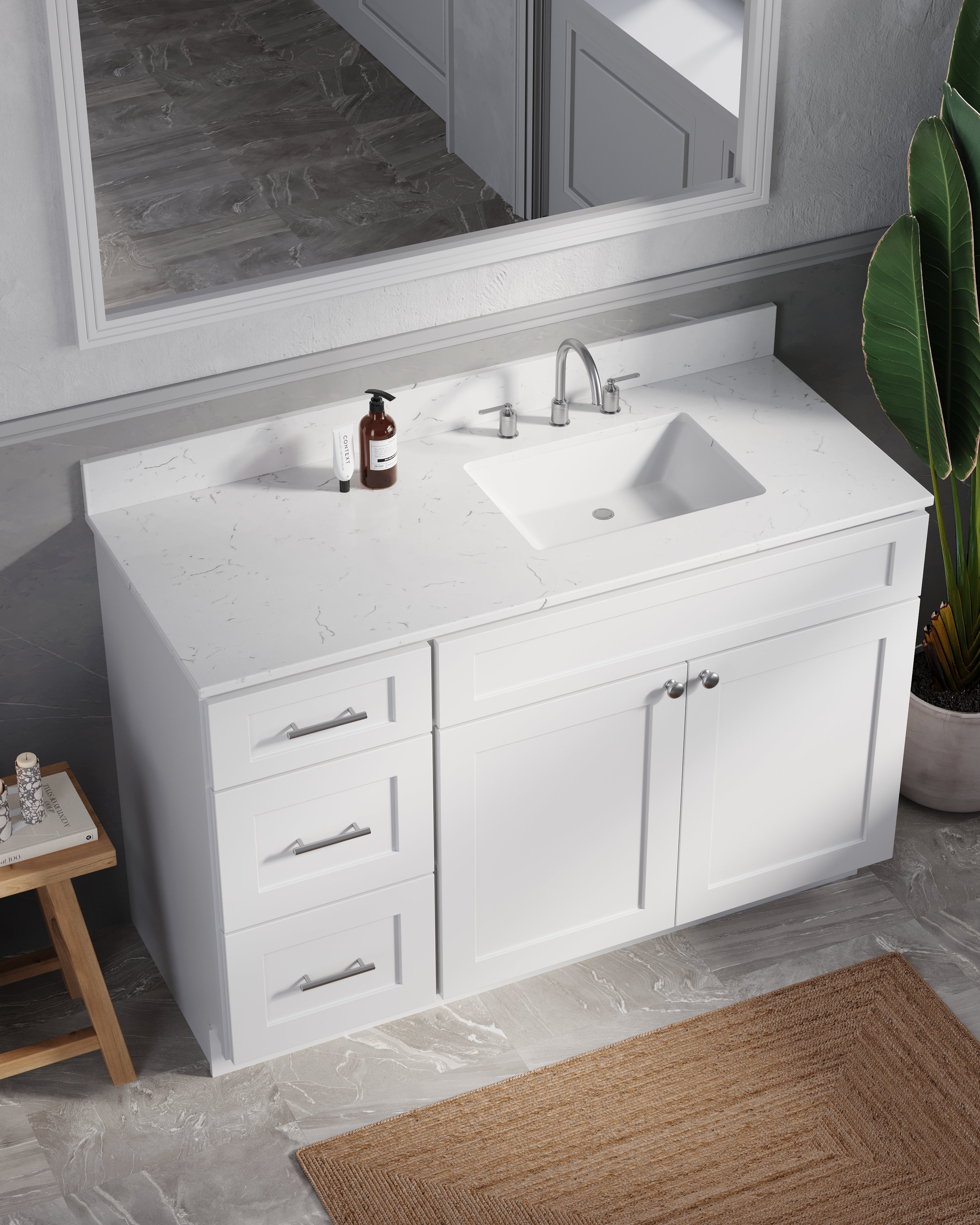 Disar 52'' Single Bathroom Vanity with Quartz Top & Reviews | Wayfair
