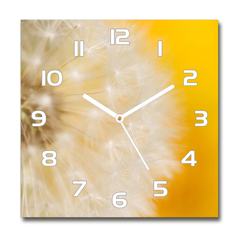 Glass Wall Clock, White/Yellow/Brown