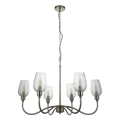 Ellent 6 - Light Candle Style Chandelier with Crystal Accents