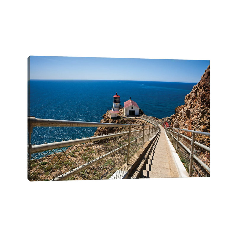 High Angle View Of The Point Reyes Lighthouse, California by George Oze - Wrapped Canvas Print