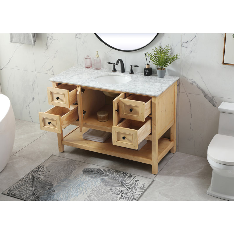 Ensemble de meuble-lavabo simple 48 po Bonsai, Bois naturel
