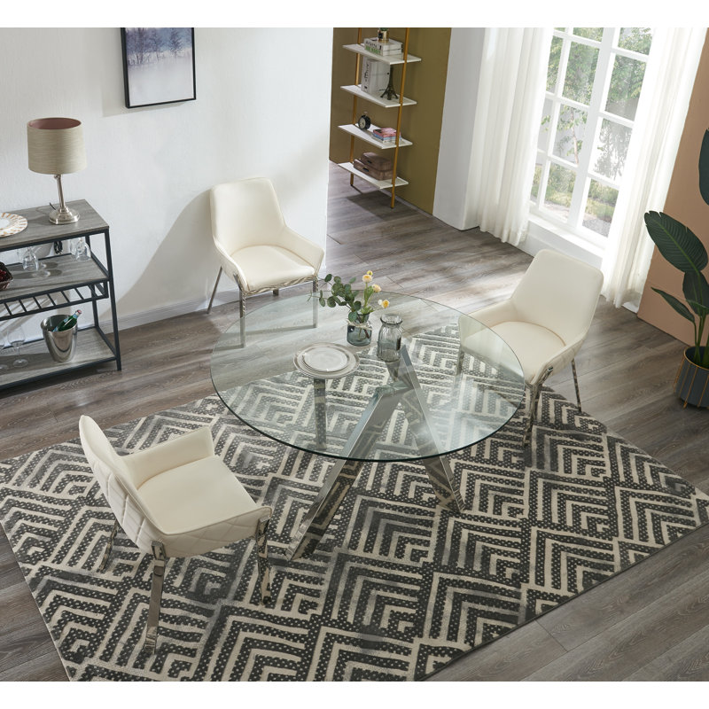 Round Glass Top Metal Base Dining Table