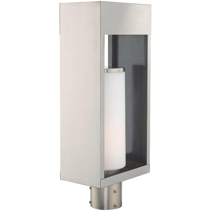 Luminaire suspendu d'extérieur 1 lumière, H 20 po x l 5,13 po x P 5,13 po, Nickel brossé