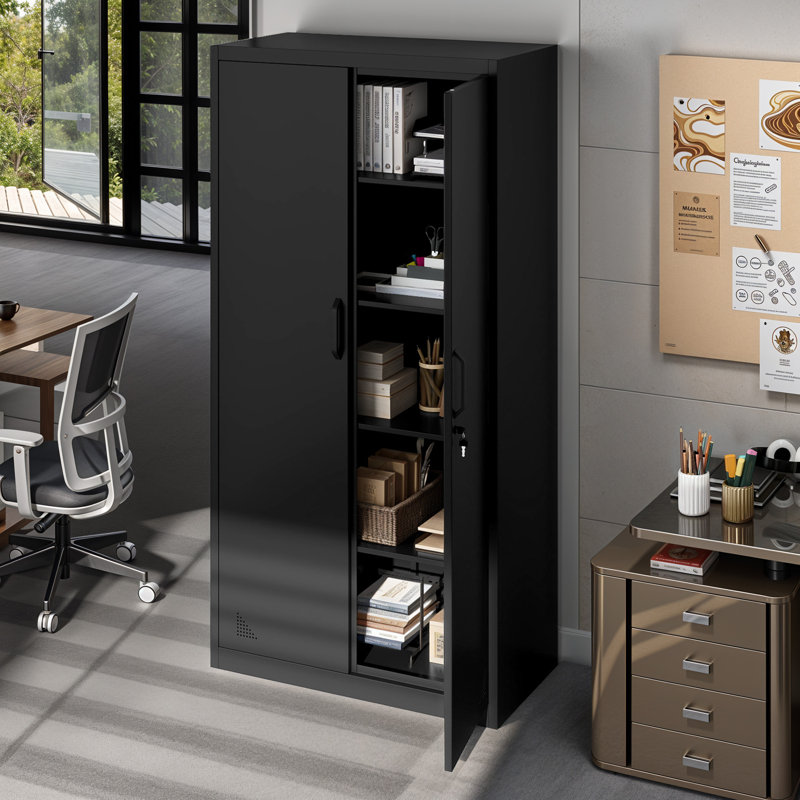Mikami 180cm Tall Steel File Cabinet, Black
