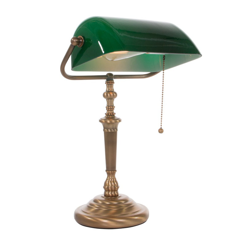 Classic Metal Bankers Lamp, Green frame / bronze shade