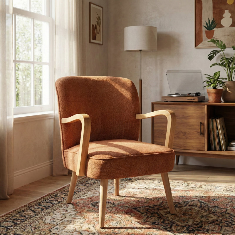 Alfredia Modern Soft Touch Fabric Accent Chair, Rust