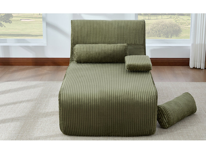 Canapé moderne sans méridienne 34,2 po, Vert, Velours côtelé vert