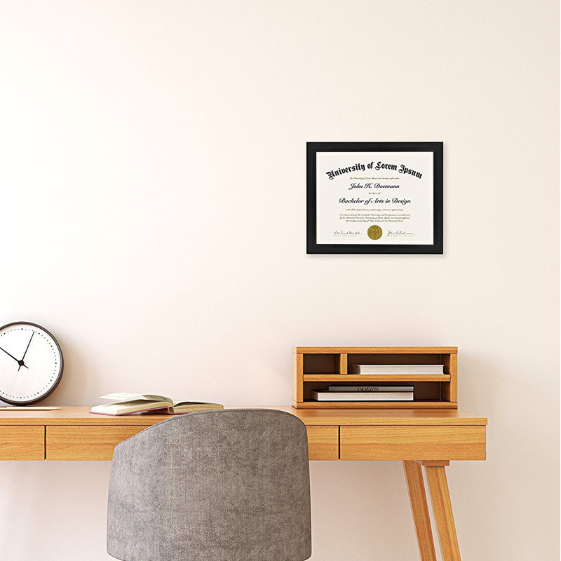 8.5 x 11 Diploma Frame with Composite Wood and Shatter-Resistant Glass in Different Colors, Black