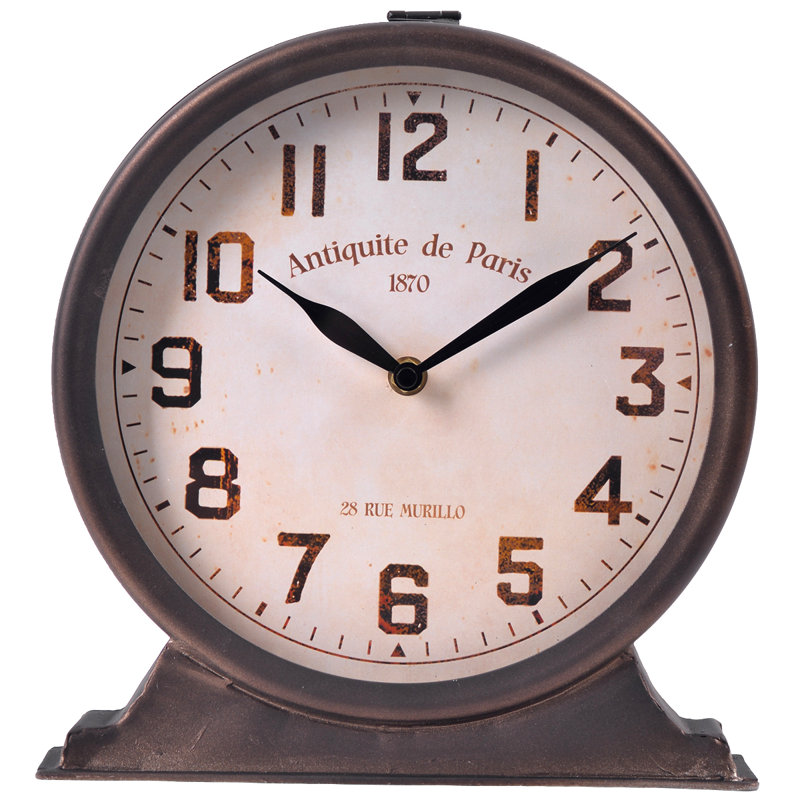 Analog Metal Quartz Movement / Crystal Tabletop Clock in Brown