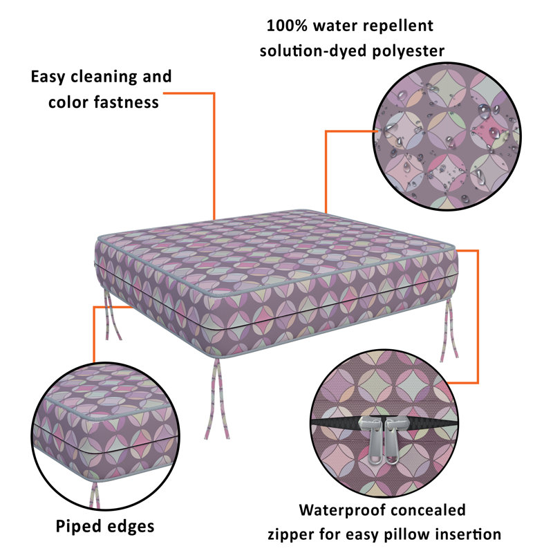 Outdoor Waterproof Square Seat Cushion Cover, Individual Box Cushion Sofa Couch Cover With Piping