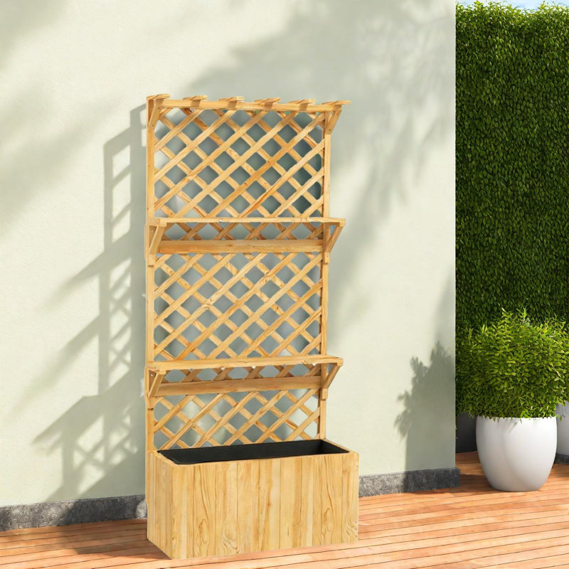 Jardinières en bois peu encombrantes, lit de jardin rustique avec treillis pour la décoration intérieure