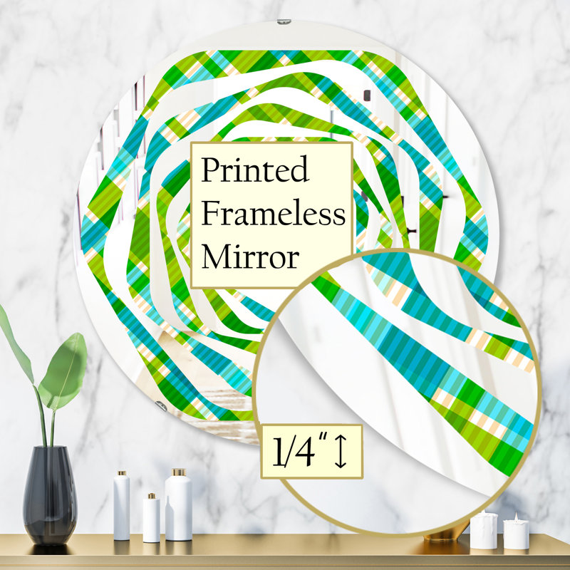 Miroir mural Whirl Tartan, H 31,5 po x l po, Tourbillon géométrique tartan