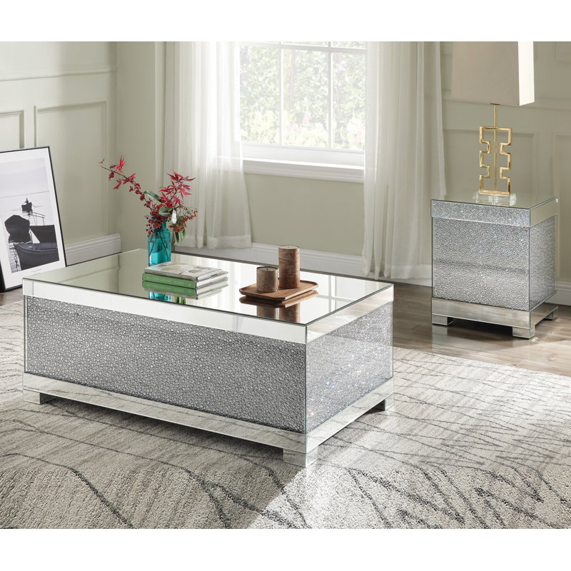 Milomir Mirrored Glass Top Rectangular Coffee Table